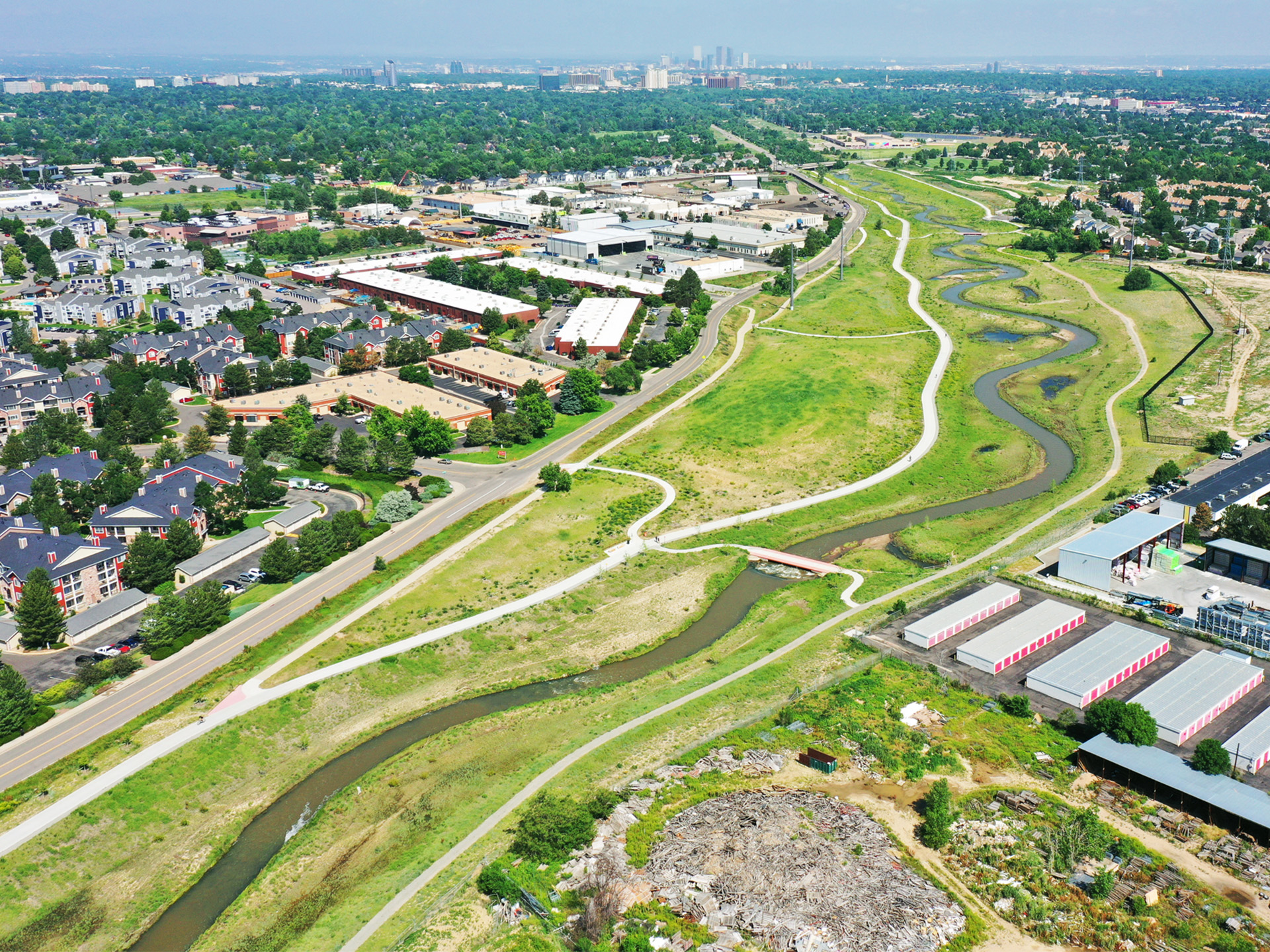 An aerial view of Quebec, a city with a river running through it.