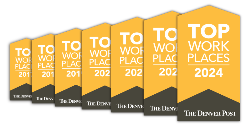 Denver Post Top Workplaces 2017 - 2024 banners.